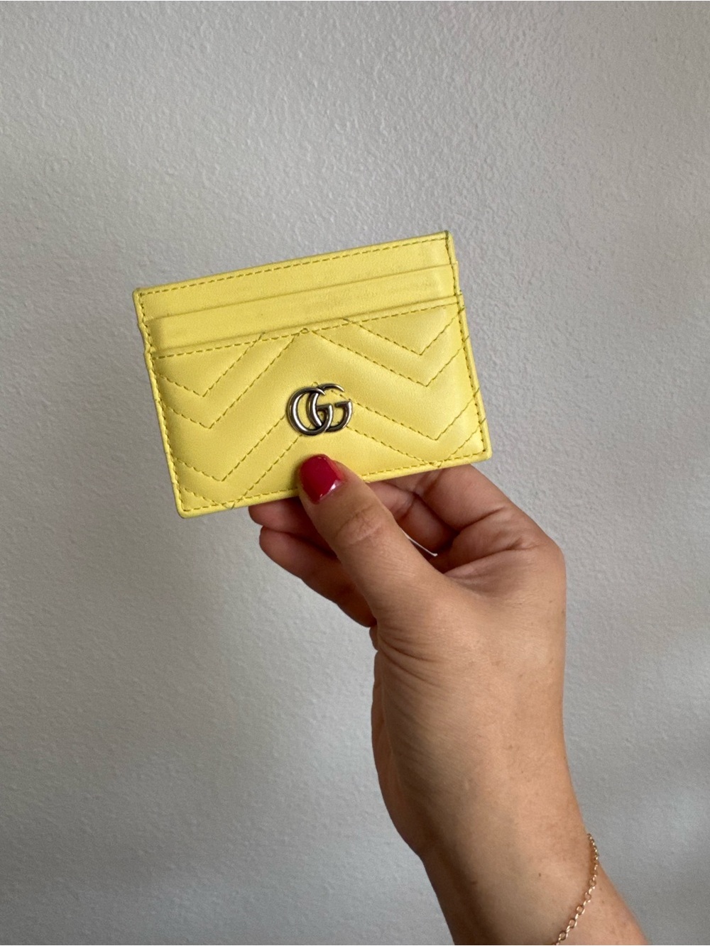 Gucci | Yellow Quilted GG Marmont Chevron Card Holder